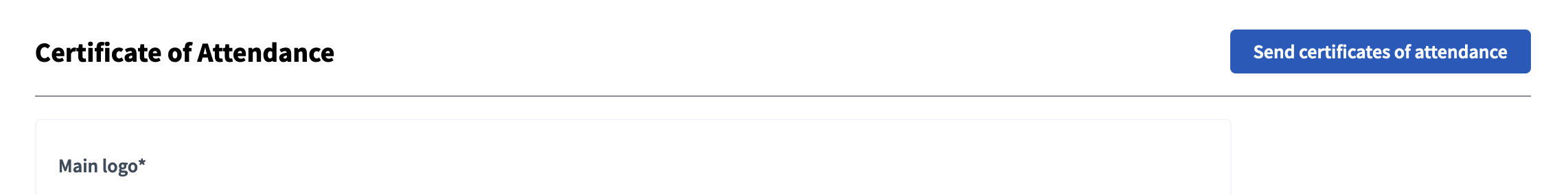 Conferences Certificate of Attendance send button