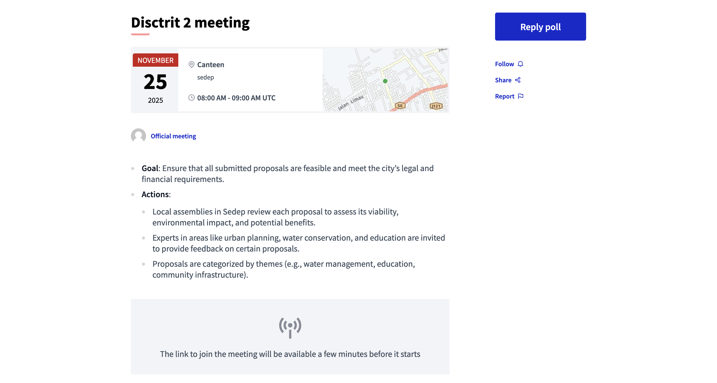 Online meeting available before it starts