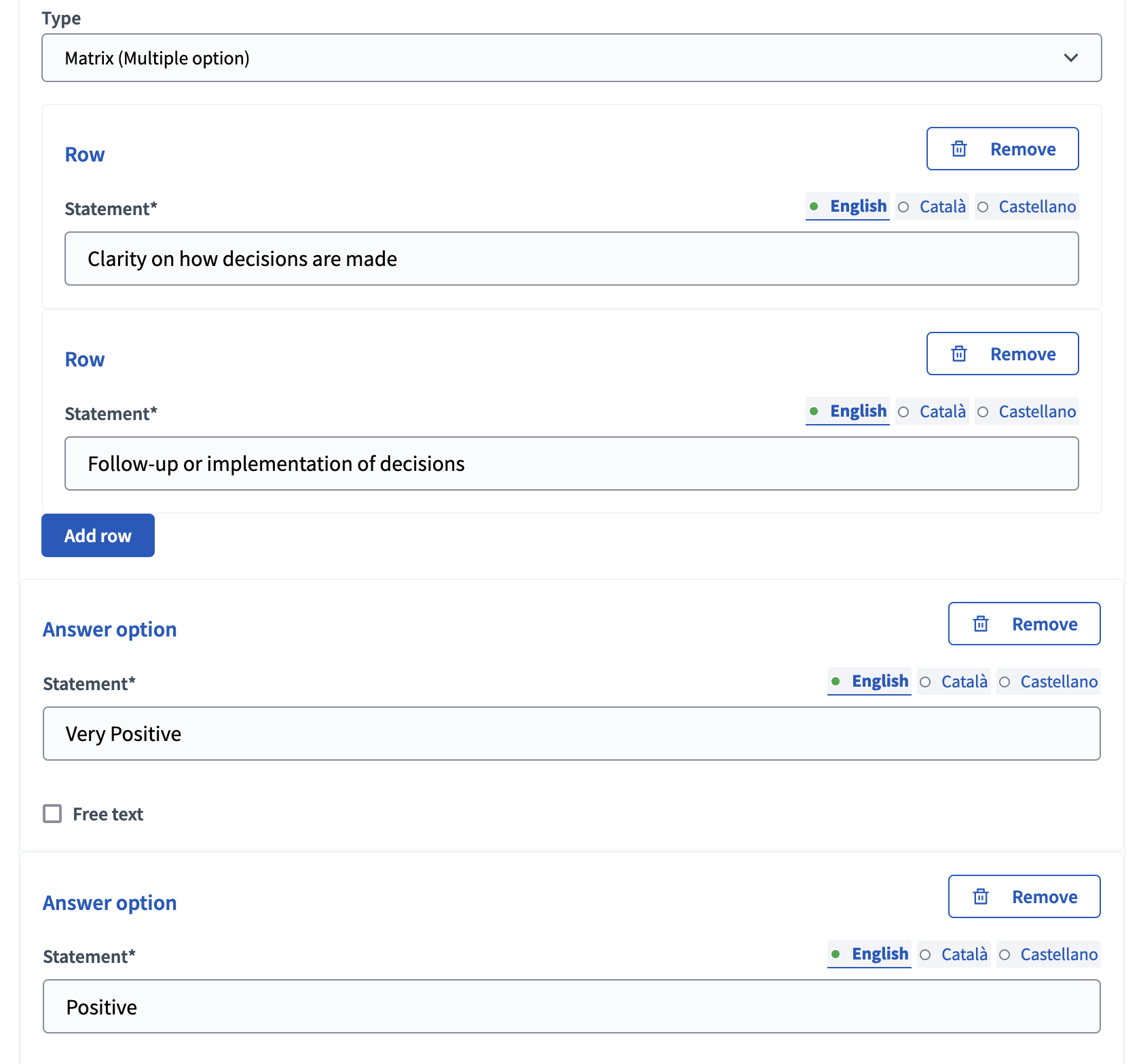 Matrix (Multiple option) type - backend