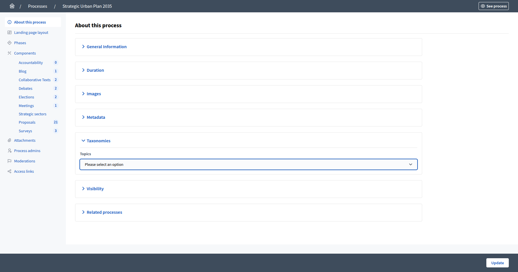 Taxonomies space selection